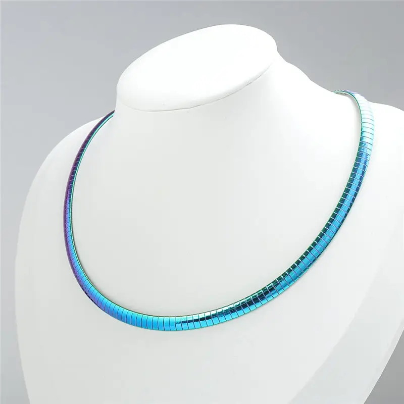 New 304 Stainless Steel Collar Neck Necklace Multicolor Round Plating Neckalces Jewelry Women Men 45cm(17 6/8") Long, 1 Piece