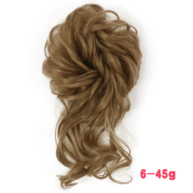 MERISIHAIR Synthetic Girls Curly Scrunchie Chignon With Rubber Band Brown Gray Hair Ring Wrap On Messy Bun Ponytails M-6