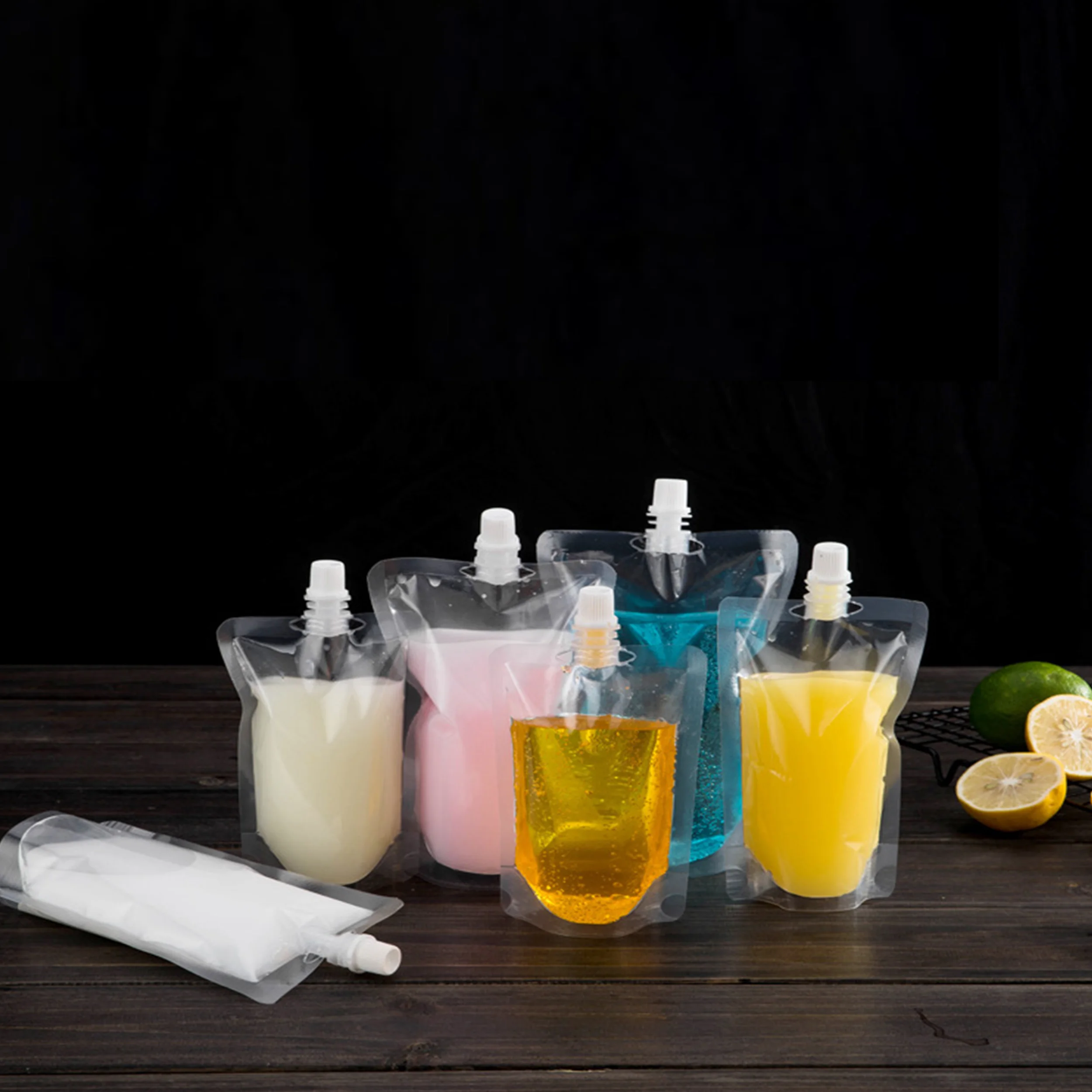 Eco-Friendly Stand-Up Spout Pouches with Free Funnel - 50 Pack Beverage Storage Bags for Camping and Outdoor Use