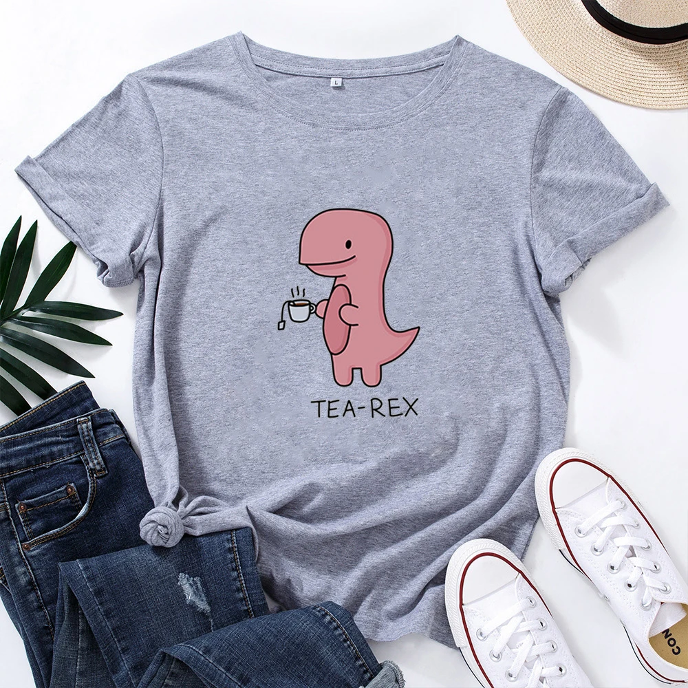 TEA REX Графический Футболка каваи Ван Пис смешные футболки с круглым воротом