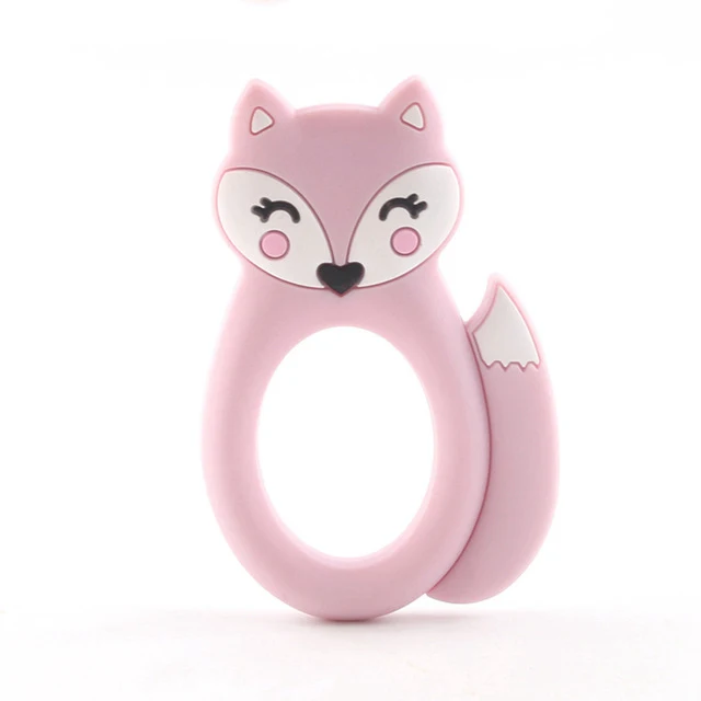 fox pink 1 шт., детский силиконовый прорезыватель, дешево, зазор, пищевой сорт, силиконовая соска для грызунов, цепочка, подвеска, сделай сам, браслеты для кормления, ожерелье - Цвет: fox pink