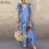 ZANZEA Summer Maxi Dress Fashion Women's Printed Sundress Casual Floral Long Vestidos Female High Waist Baggy Robe Plus Size ► Photo 3/6