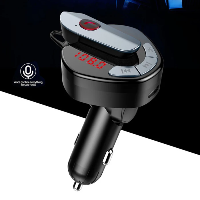 Беспроводное USB Автомобильное зарядное устройство для мобильного телефона Handsfree fm-передатчик MP3 с беспроводными Bluetooth наушниками DQ-Drop