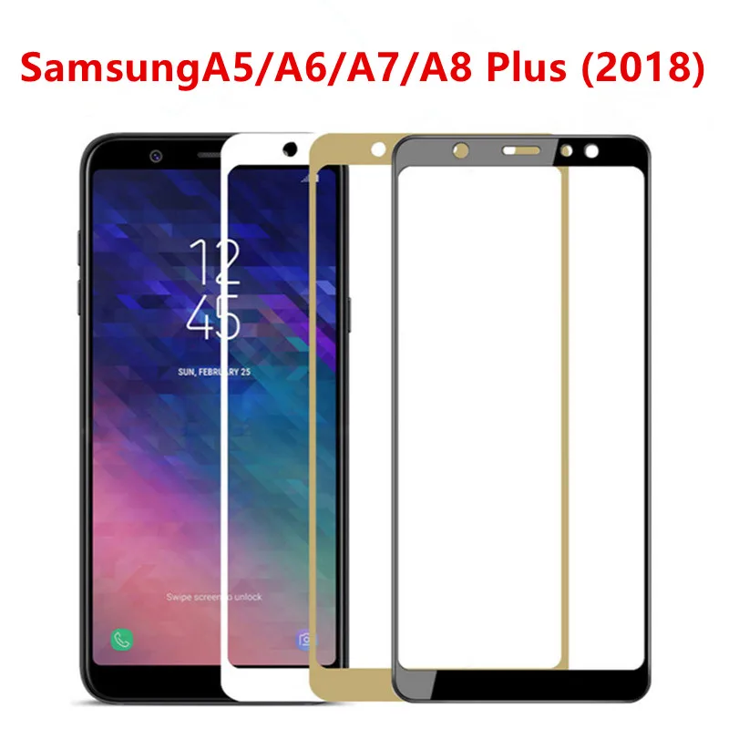 Закаленное стекло для samsung A5 A6 A7 A8 J8 2018 полное Защитное plus J6 J4 защитная пленка |