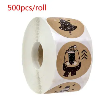 

500pcs/roll Christmas Stickers Tree Snowman Animals Decorative for Scrapbooking R9JC