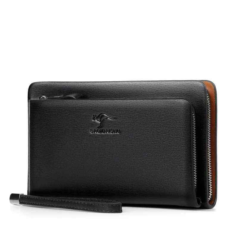 Brand Men Wallets 2021 new Double Zipper Vintage Large Wallet Clutch Bag Card Holder Coin Purse Business Long Wallets cartera