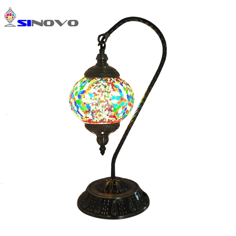 

Sinovo China Manufacturer Supplied Swan Neon Dining Table Light With Amazing Handmade Turkish Lampshade lampara de mesa