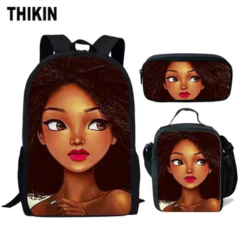

THIKIN African Art Girls Paint Student School Bags Children Backpack for Women's Casual Daypacks Wholesale Girls Custom Mochila