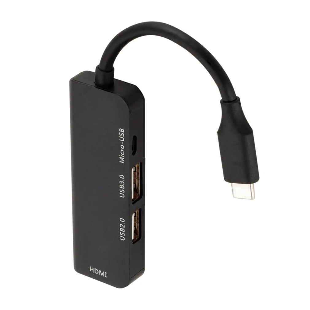 

1pcs Grey Aluminum alloy 4 in1 USB-C To Type-C 3 USB 3.0 Hub HDMI RJ45 Ethernet Micro SDTF OTG Adapter