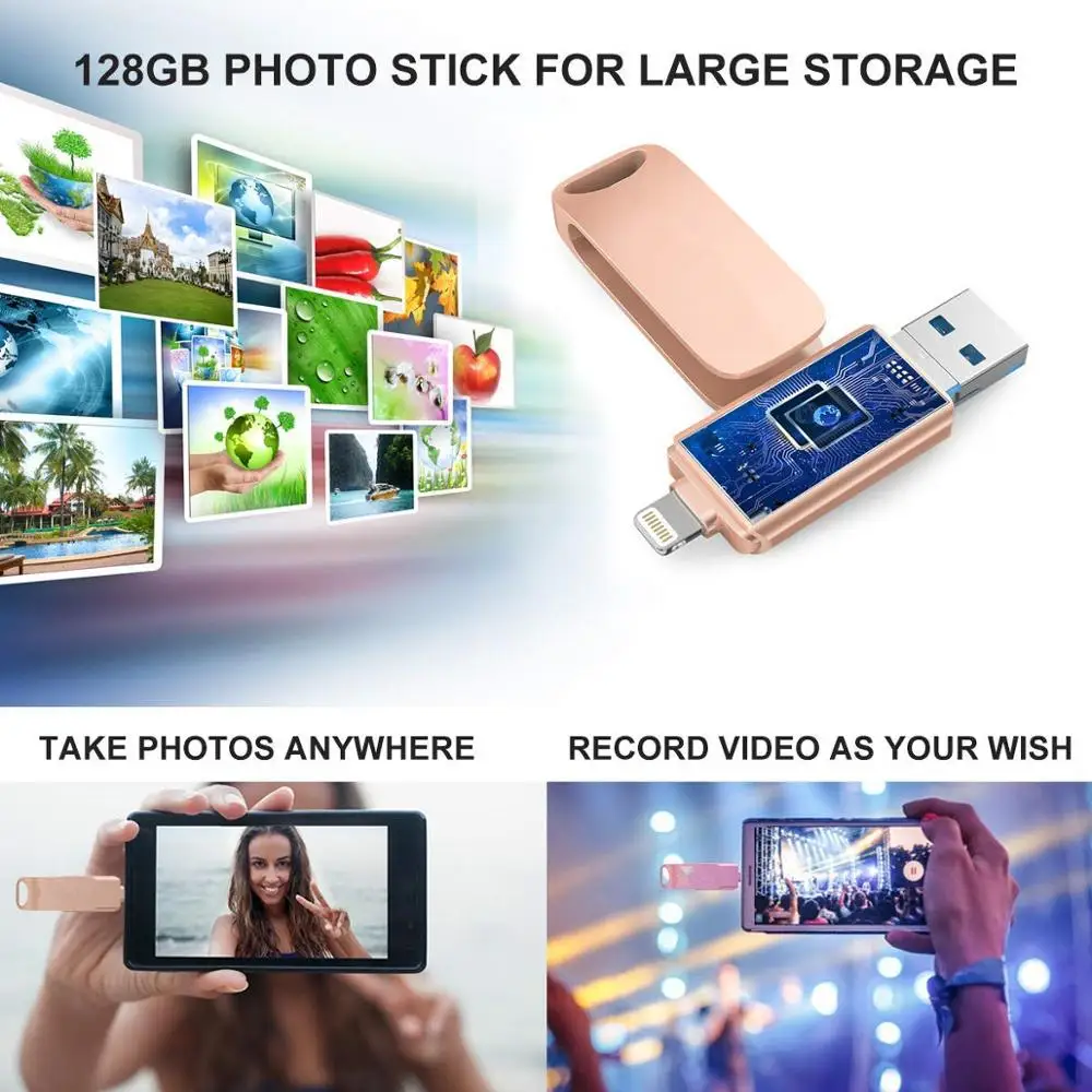 USB флеш накопитель 3 в 1 16 ГБ 32 64 128 256 для iPhone/ПК/Android серия с usb портом 0 флешка