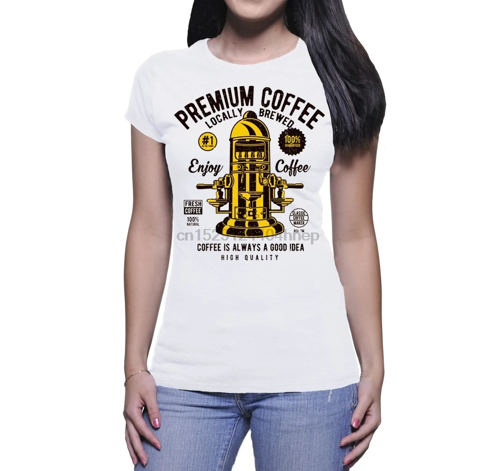 Новинка 2019 летняя тонкая футболка DONNA COFFEE MAKER Классическая винтажная Женская