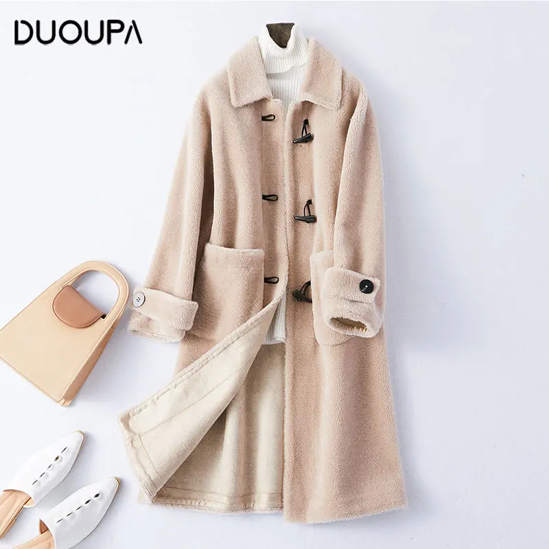 

2019 Autumn and Winter New Fashion Sheep Shearing Coat Women's Long Loose Wool Warm Fur Thick Coat Slim Temperament Windbreaker