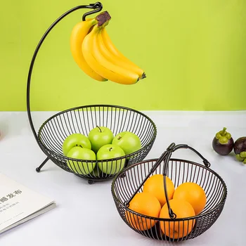 

1Pc Iron Art Fruit Basket Double-Layer Fruit Basin European Type Home Decoration