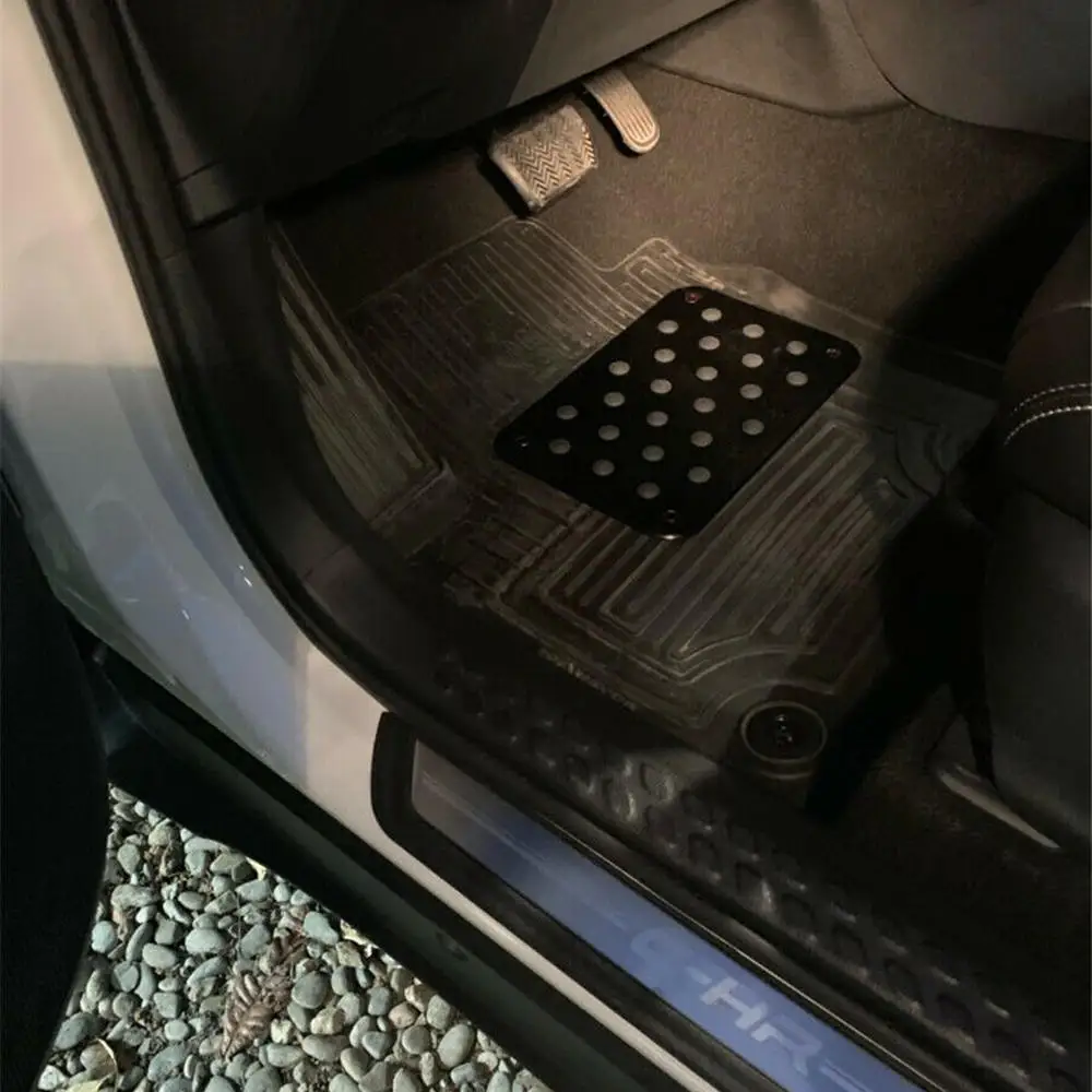 Черный Алюминиевый автомобильный коврик для пола, нескользящий пяточный башмак для ног, коврик для педали, аксессуары для автомобиля