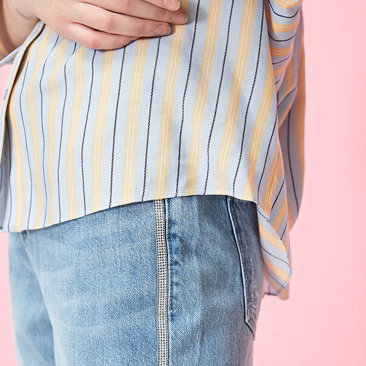 Vero Moda Женская Полосатая Рубашка с v-образным вырезом и рукавами летучая мышь | 319231577