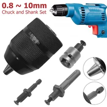 

4 Pcs Metal Heavy Duty 1/2-20UNF 0.8-10mm Keyless Drill Chuck Hex Shank/SDS/Socket Square Female Adaptor Hardware Tool