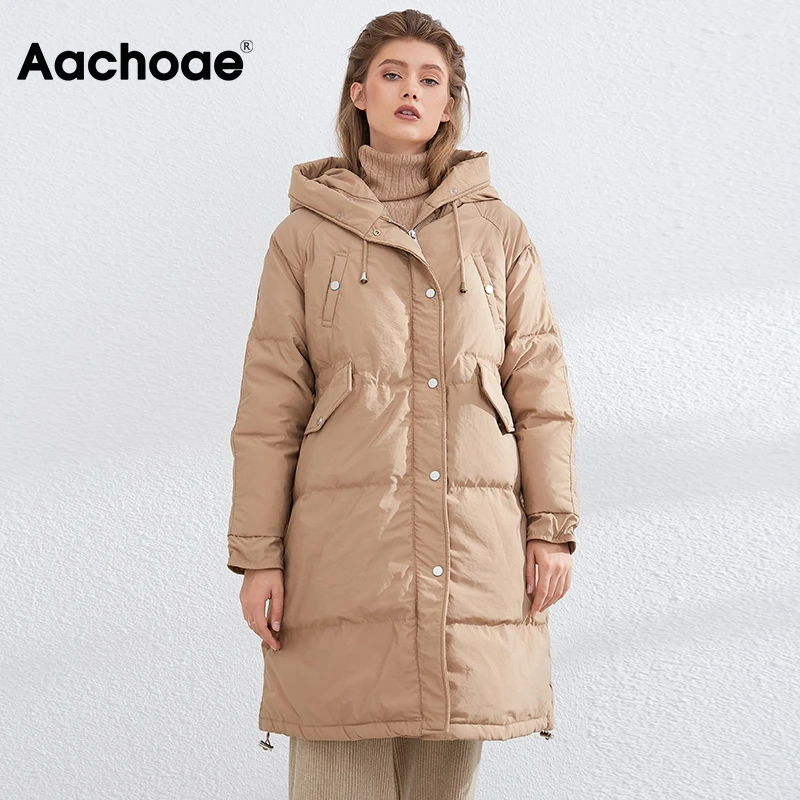 Aachoae Winter Women White Duck Down Jackets Coats