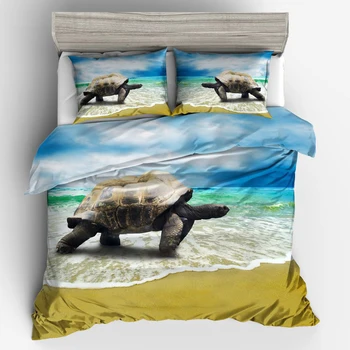 

Lychee 3D Marine Life Printed Bedding Set Fashion Pillowcase Duvet Cover Sets 3pcs Home Textile Family Bed Sets Bed Linings