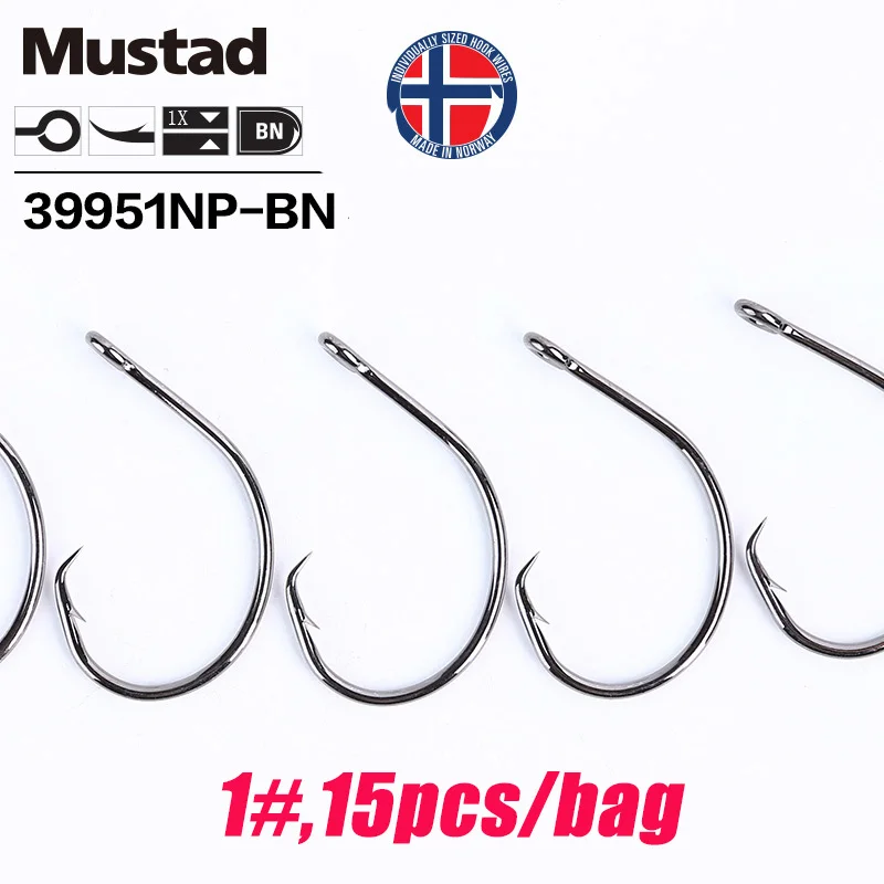 Mustad, норвежский рыболовный крючок, Высокоуглеродистая сталь, большой размер, круглые рыбные крючки, 6#-8/0#, 39951NP-BN - Цвет: 1