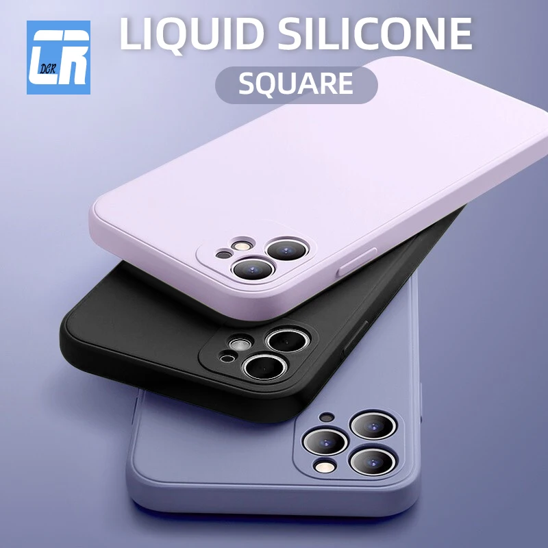 Оригинальный квадратный жидкий силикон мягкий чехол для iPhone 12 11 Pro Max 7 8 6 6S Plus XR X XS