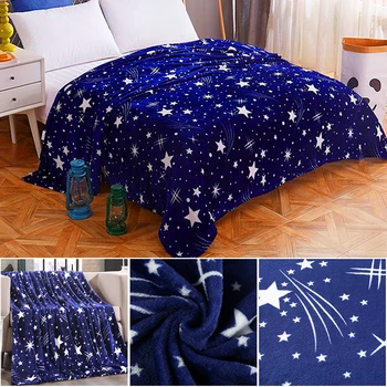 

Bright stars bedspread blanket 200x230cm High Density Super Soft Flannel Blanket to on for the sofa/Bed/Car Portable Plaids