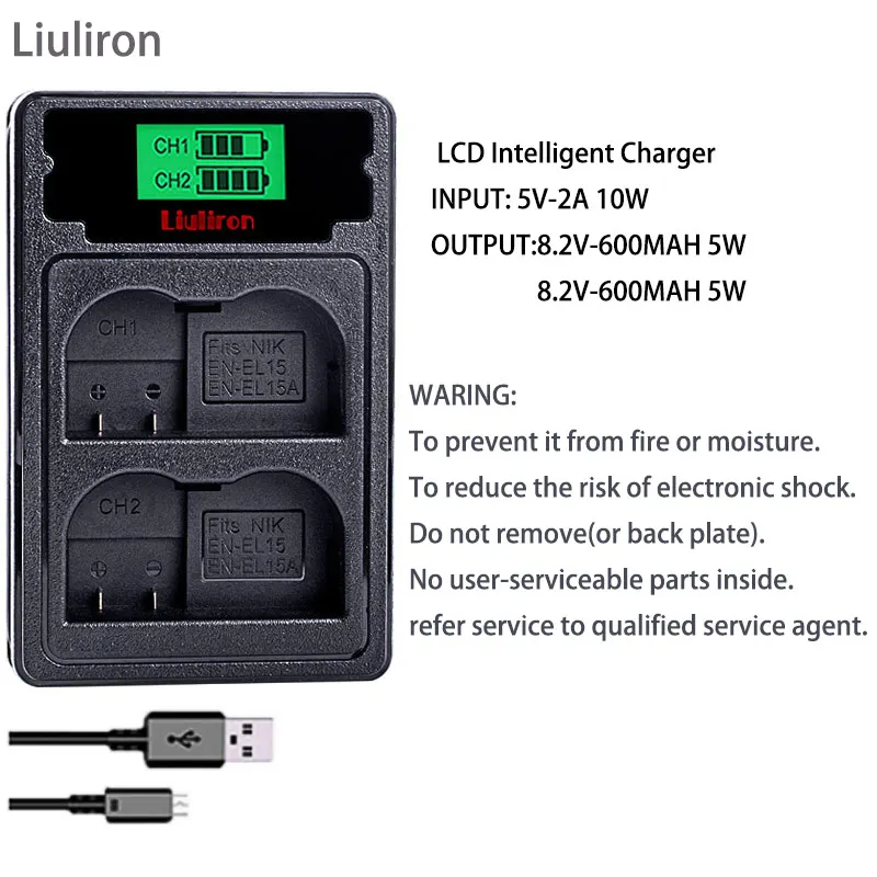 charger only EN-EL15 ENEL15 RU EL15 EL15A Камера Батарея для Nikon D500, D600, D610, D750, D7000, D7100, D7200, D800, D850, D810, D810A& 1 V1 скорость L15 - Цвет: charger only
