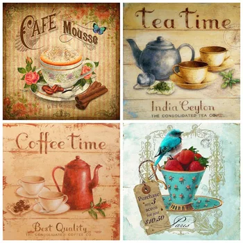 

Huacan 5d Diamond Painting Full Drill Square Cup Decor For Home Diamond Embroidery Cross-stitch Coffee Handmade Gift