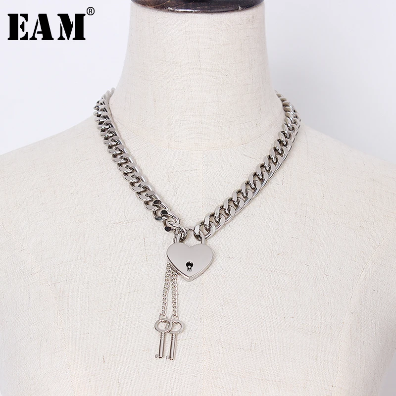 

[EAM] Women Necklace New Crude Chain Simple Lock Decoration Temperament Fashion Tide All-match Spring Autumn 2019 JZ144