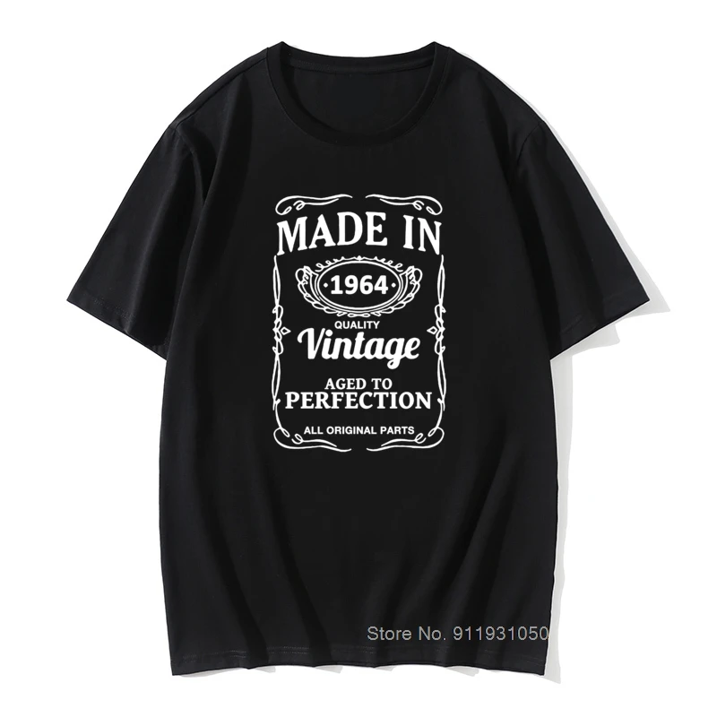 

Gift Made In 1964 All Original Parts Gold Glitter Print Short Sleeve Design 100% Cotton a birthday present T-shirt