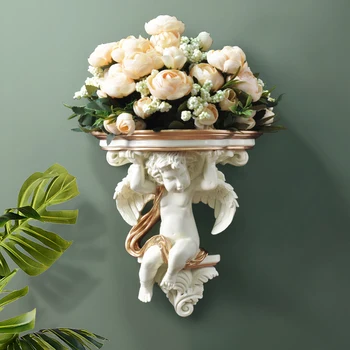 

Home Wall Decorative Artificial Flowers Shelf Pendart Art Hanging Resin Mural Craft Wedding Living Room Oornaments Wall Vase