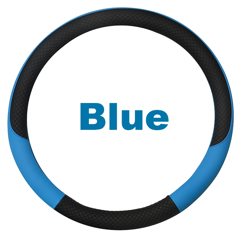 Прямая чехол рулевого колеса автомобиля Микро волокно кожа размер М высокое качество 7 цветов - Название цвета: Синий