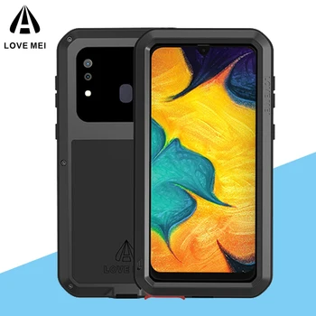 

LOVE MEI Waterproof Case For Samsung Galaxy A20 Shock Water Resistant Metal Armor Cover Phone Case for Samsung Galaxy A30 Glass