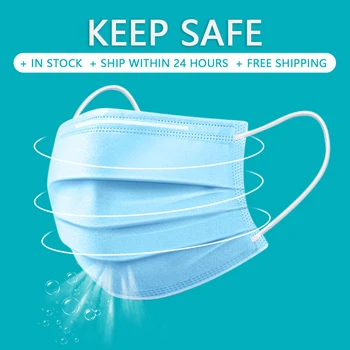 

Disposable Masks 3-layer Non-Woven Face Mask Anti Dust Mouth Mask Protection Breathing Soft Protective Mask 10/50/100/200 pcs