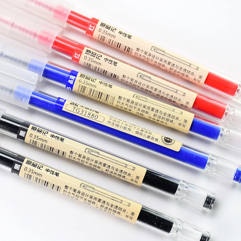 Sharkbang 0.35mm 0.5mm Gel Pen 12pcs/Pack Blue/Black/Red Ink Handle Writing Pen Set Cap Press School Drawing Stationery Supplies 6