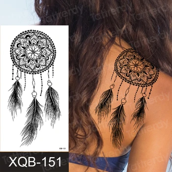 

tattoo mandala drean catcher sketches tattoo designs fake henna sticker feather wolf rose flower temporary back tattoo black