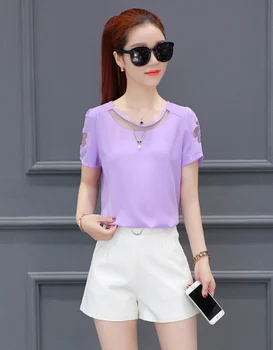 

2020 Women purpel Short Sleeve Shirt Top Garment blue