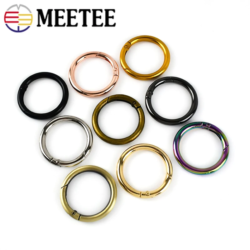 20pcs Meetee 10-50mm Metal Spring O Ring Round Openable Round Snap Hook for Bag Strap Keychain Pendant DIY Sewing Accessories