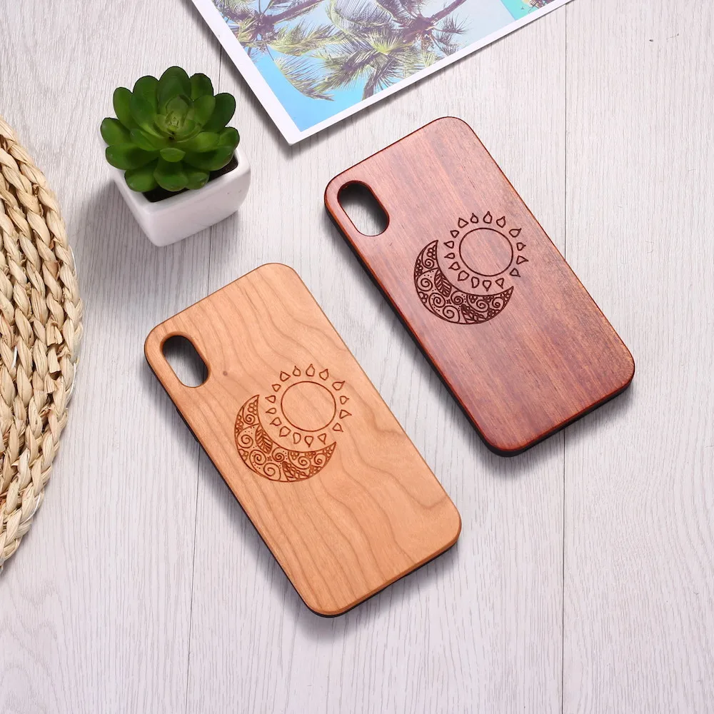 Moon Sun Vintage Zen гравировка на дереве чехол для телефона Coque Funda iPhone12 6 6S 6Plus 7 7Plus 8 8Plus XR X