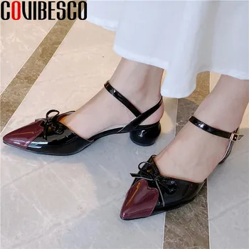 

COVIBESCO Sweet Mixed Colors Women's Sandals 2020 Summer Pointed Toe Thick Heels Pumps Classic Design Party Casual Shoes Woman