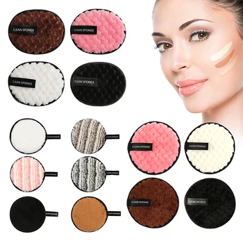 

1pc Soft Microfiber Makeup Remover Face Cleaner Washable Plush Puff Reusable Facial Make Up Remover Wipe Pad Face Cleansing Puff