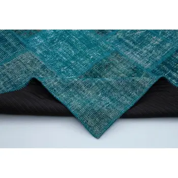 

172x238 Cm Turquoise Handmade Patchwork Rug-6x8 Ft