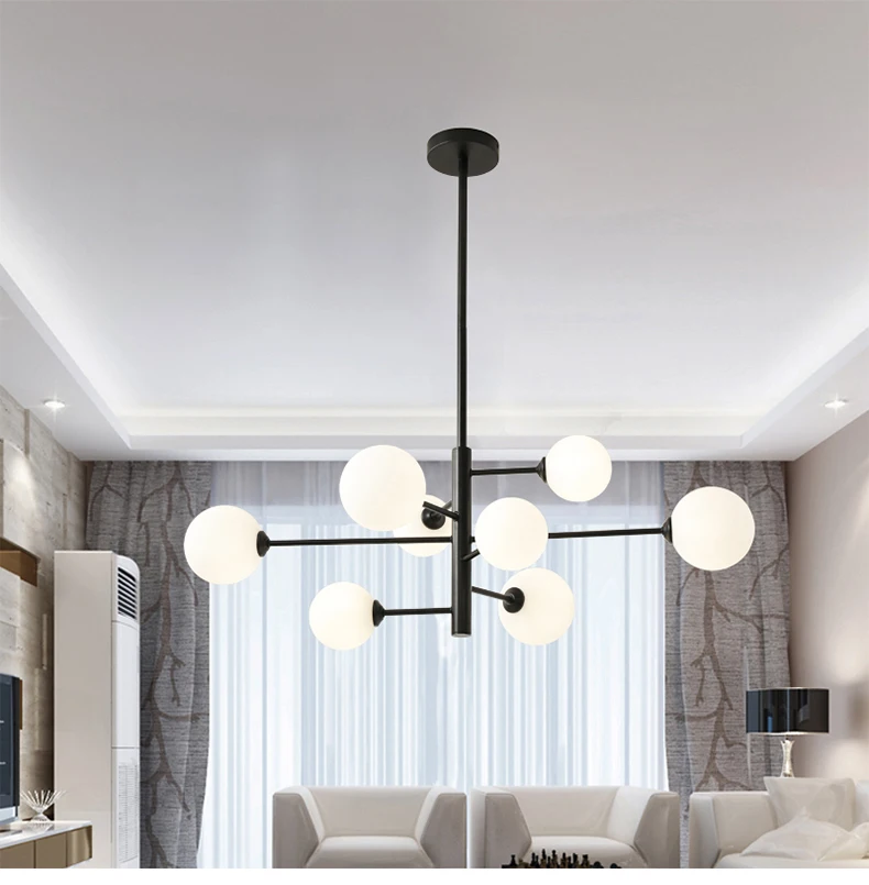 Modern Glass Ball Led Ceiling Chandelier Black Gold for Bedroom Living Dining Room Table Pendant Lamp Lusters Luminaire Lighting antique chandeliers