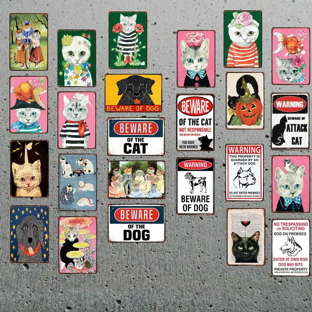 Японская кошачья дощечка с надписью металлическая пластина с винтажным рисунком для настенного плаката Бар Искусство домашний декор куадро DU-2872A