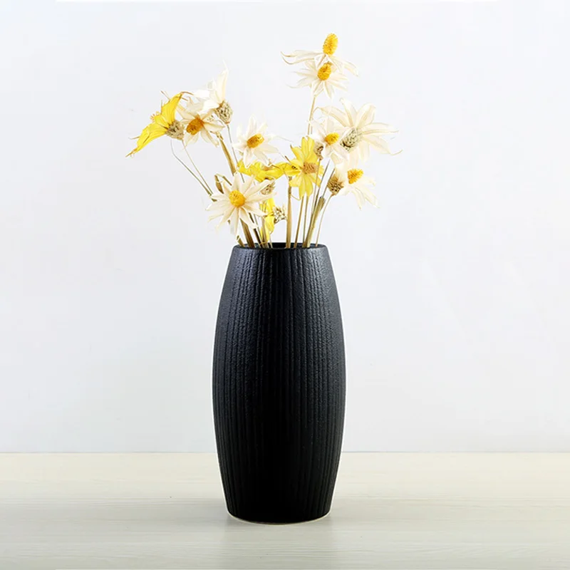 

Flower Vases Classic Black Ceramic Vase Retro Vase Decoration Home European Handmade Crafts Vase Home Nordic Decoration HR