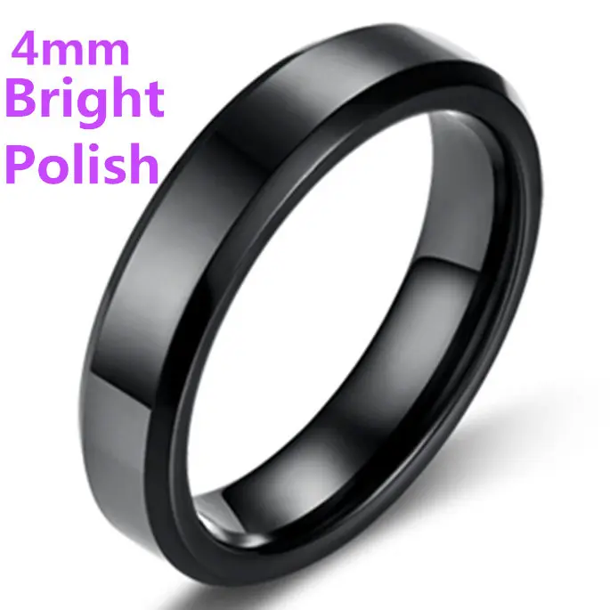 4 мм яркое Полированное серебряное титановое кольцо для мужчин и женщин - Цвет основного камня: 4mm Bright Black