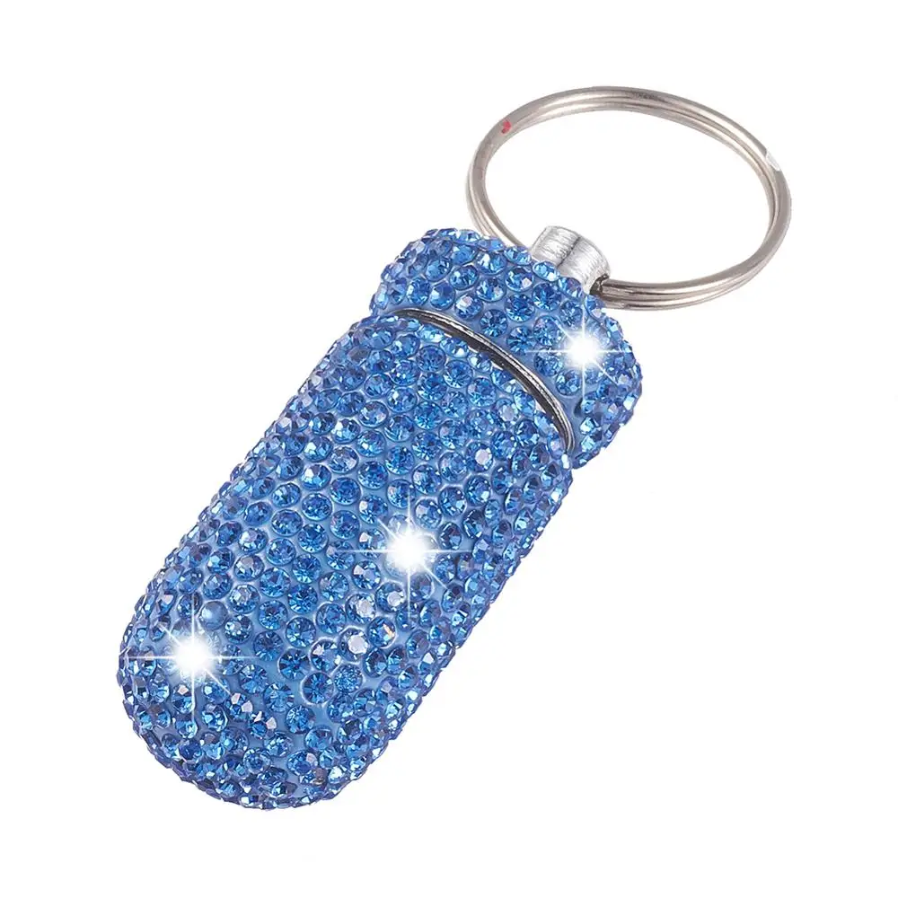

Car Storage Box Organizer Pill Earring Automobile Accessories Storage Bottle Shiny Auto Tool With Key Ring