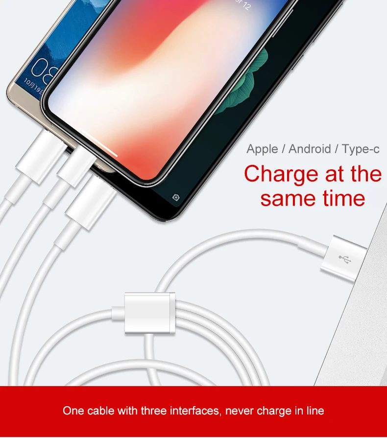 3 в 1 type C 8Pin Micro USB кабель для iPhone XS XR X 8 7 6 6S Plus iOS 10 9 8 samsung для huawei USB кабели для быстрой зарядки шнур