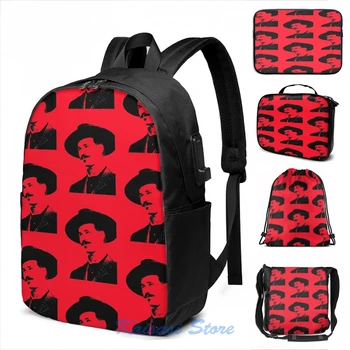 

Funny Graphic print Doc holliday USB Charge Backpack men School bags Women bag Travel laptop bag