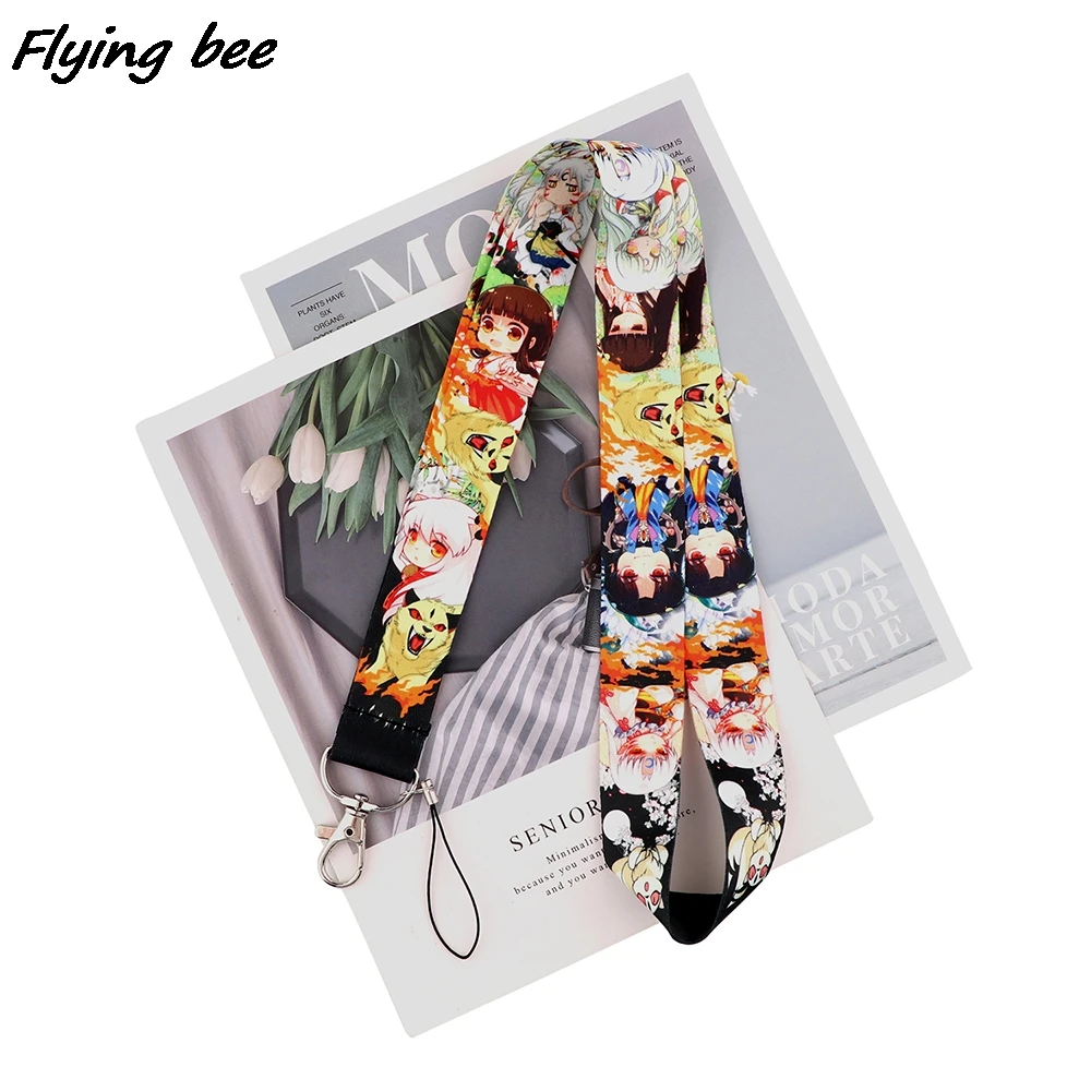 

Flyingbee Cartoon Style Anime Lovers Key Chain Lanyard Neck Strap For USB Badge Holder DIY Hang Rope Child Fans Kids Gifts X2021