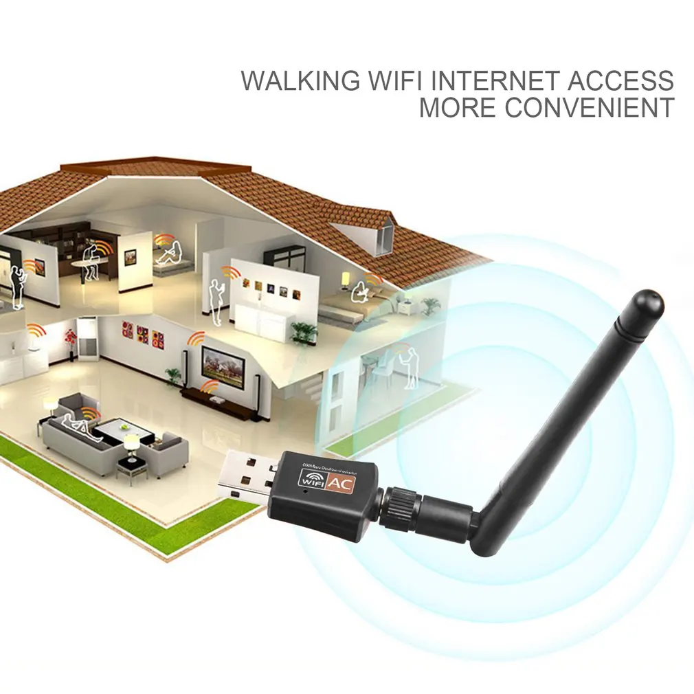 USB WiFi адаптер 5 ГГц 2,4 ГГц 600 Мбит Мини Беспроводной двухдиапазонный 802.11ac RTL8811AU для настольного компьютера/ноутбука/ПК